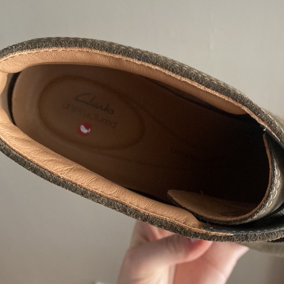 Clark’s leather upper, lace up dark olive suede. Women’s booties, ankle chunky - Picture 5 of 13